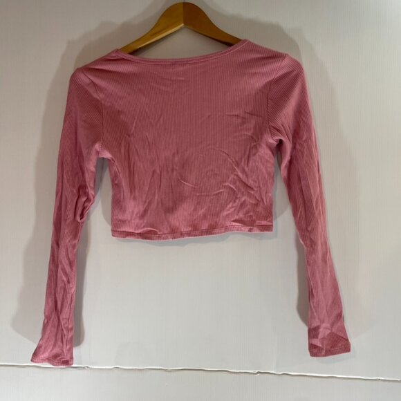Garage Women's Pink Ruched Crop Top-Sz L - Picture 2 of 3